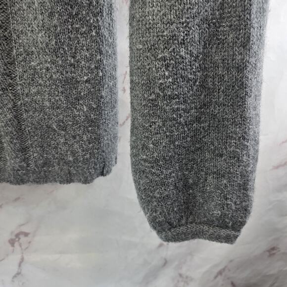 Garnet Hill Sweater Womens Small Gray Alpaca Wool V Balloon Sleeve Pointelle - Picture 4 of 10